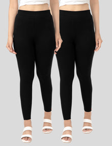 Ankle  Length Leggings | Pack of - 2 Pcs | EcoVero Tencel | Wrinkle-Free | Premium Ethnic Bottom Wear | 4-Way Stretch |  Anti-Chafing Ankle Length Tights for Girls & Women in Vibrant Colors