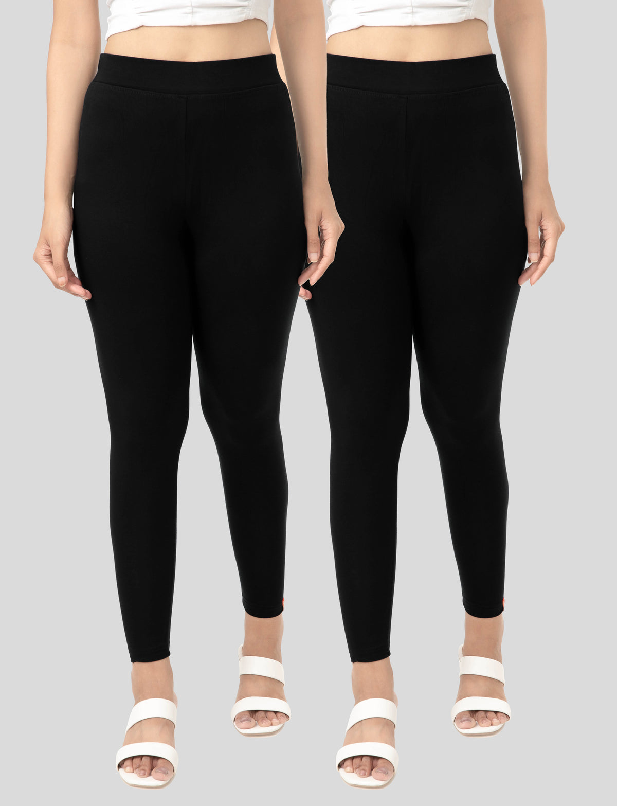 Ankle  Length Leggings | Pack of - 2 Pcs | EcoVero Tencel | Wrinkle-Free | Premium Ethnic Bottom Wear | 4-Way Stretch |  Anti-Chafing Ankle Length Tights for Girls & Women in Vibrant Colors