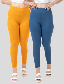 Ankle  Length Leggings | Pack of - 2 Pcs | EcoVero Tencel | Wrinkle-Free | Premium Ethnic Bottom Wear | 4-Way Stretch | Ankle Length Tights for Girls & Women in Vibrant Colors
