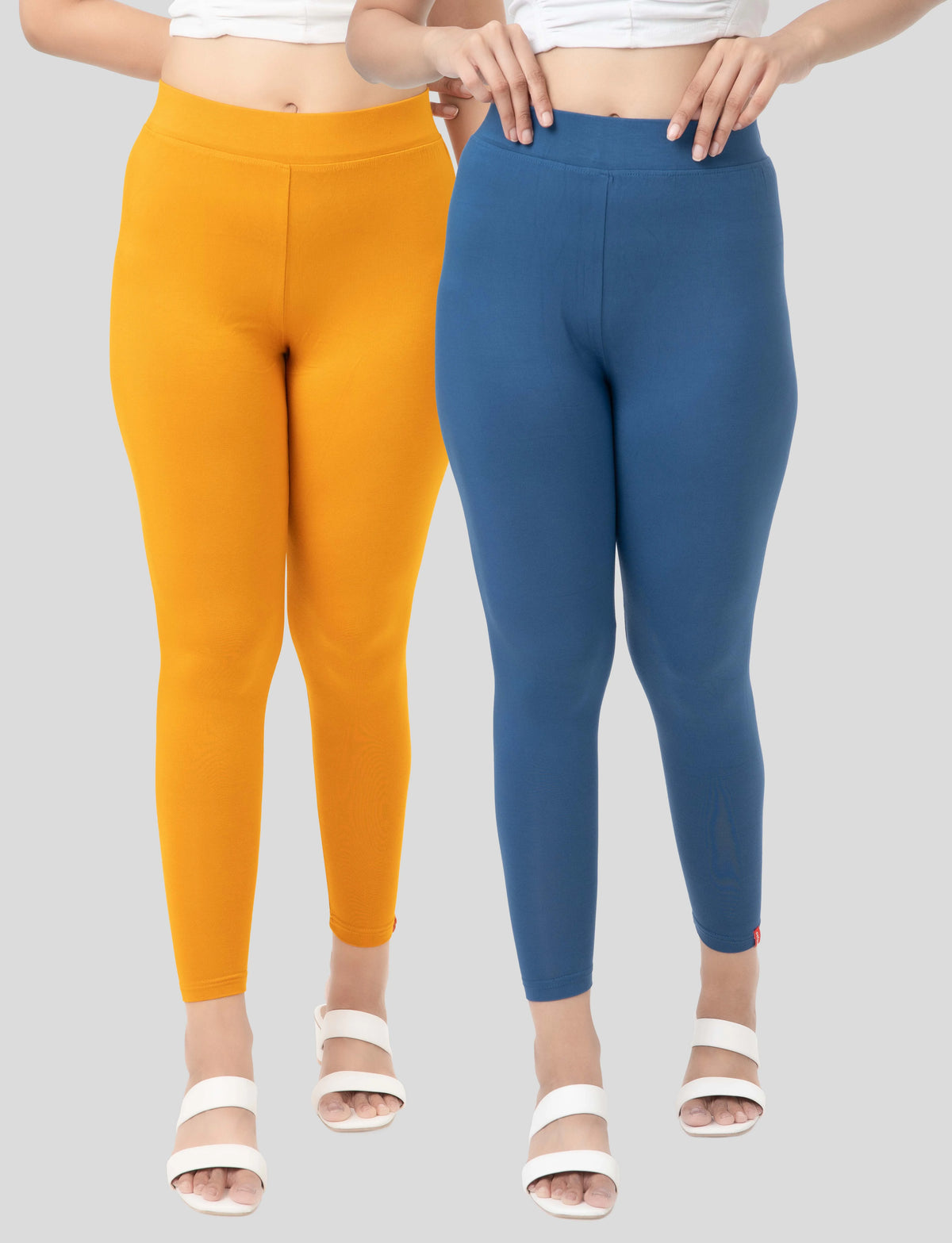 Ankle  Length Leggings | Pack of - 2 Pcs | EcoVero Tencel | Wrinkle-Free | Premium Ethnic Bottom Wear | 4-Way Stretch | Ankle Length Tights for Girls & Women in Vibrant Colors