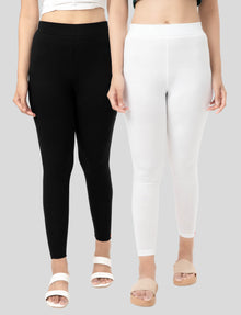 Ankle  Length Leggings | Pack of - 2 Pcs | EcoVero Tencel | Wrinkle-Free | Premium Ethnic Bottom Wear | 4-Way Stretch |  Anti-Chafing Ankle Length Tights for Girls & Women in Vibrant Colors