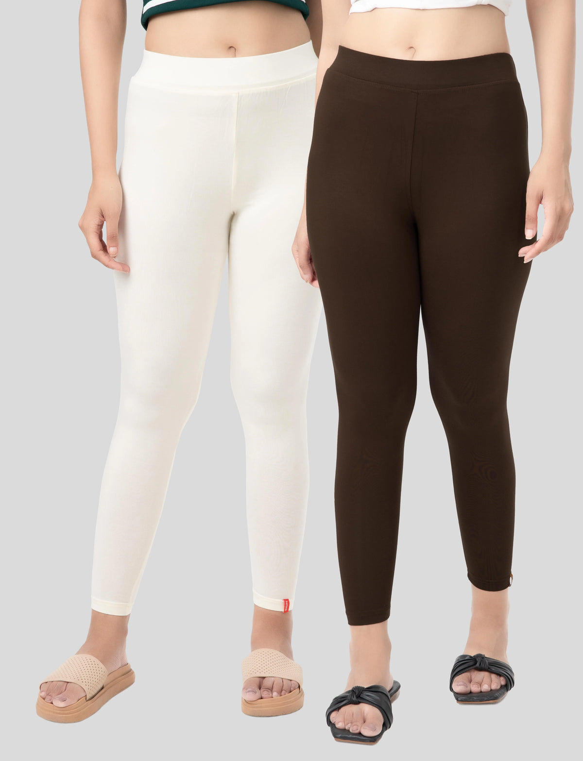 Ankle  Length Leggings | Pack of - 2 Pcs | EcoVero Tencel | Wrinkle-Free | Premium Ethnic Bottom Wear | 4-Way Stretch |  Anti-Chafing Ankle Length Tights for Girls & Women in Vibrant Colors