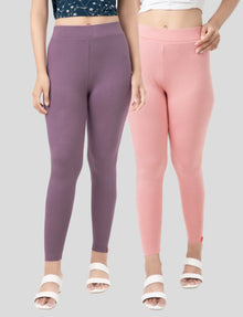 Ankle  Length Leggings | Pack of - 2 Pcs | EcoVero Tencel | Wrinkle-Free | Premium Ethnic Bottom Wear | 4-Way Stretch |  Anti-Chafing Ankle Length Tights for Girls & Women in Vibrant Colors