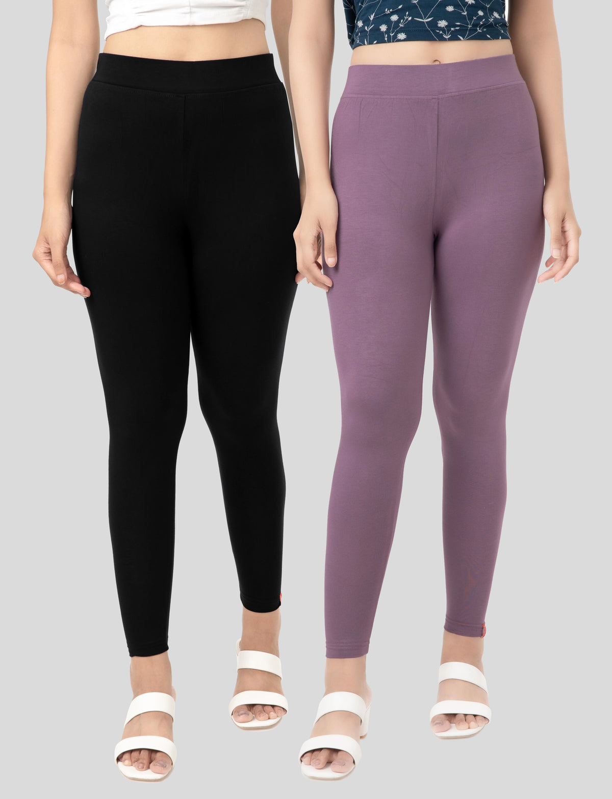 Ankle  Length Leggings | Pack of - 2 Pcs | EcoVero Tencel | Wrinkle-Free | Premium Ethnic Bottom Wear | 4-Way Stretch |  Anti-Chafing Ankle Length Tights for Girls & Women in Vibrant Colors