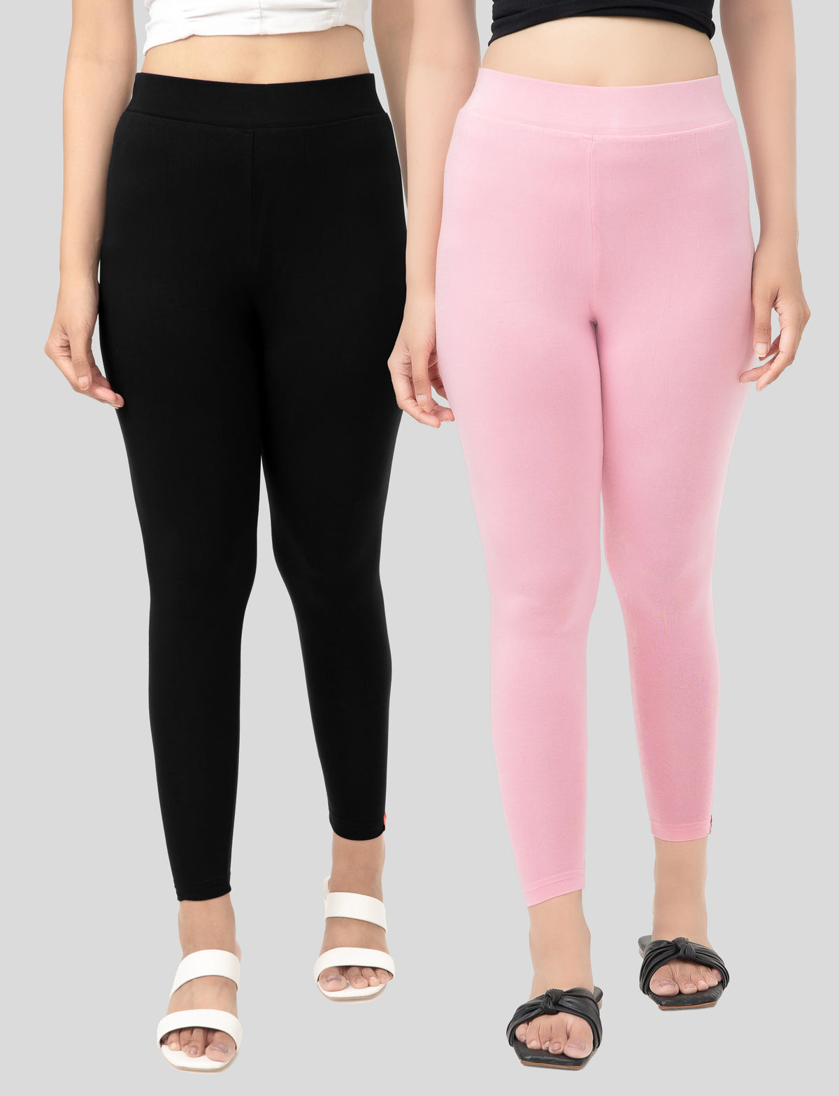 Ankle  Length Leggings | Pack of - 2 Pcs | EcoVero Tencel | Wrinkle-Free | Premium Ethnic Bottom Wear | 4-Way Stretch |  Anti-Chafing Ankle Length Tights for Girls & Women in Vibrant Colors