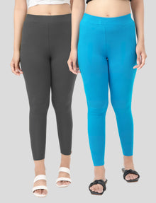Ankle  Length Leggings | Pack of - 2 Pcs | EcoVero Tencel | Wrinkle-Free | Premium Ethnic Bottom Wear | 4-Way Stretch |  Anti-Chafing Ankle Length Tights for Girls & Women in Vibrant Colors