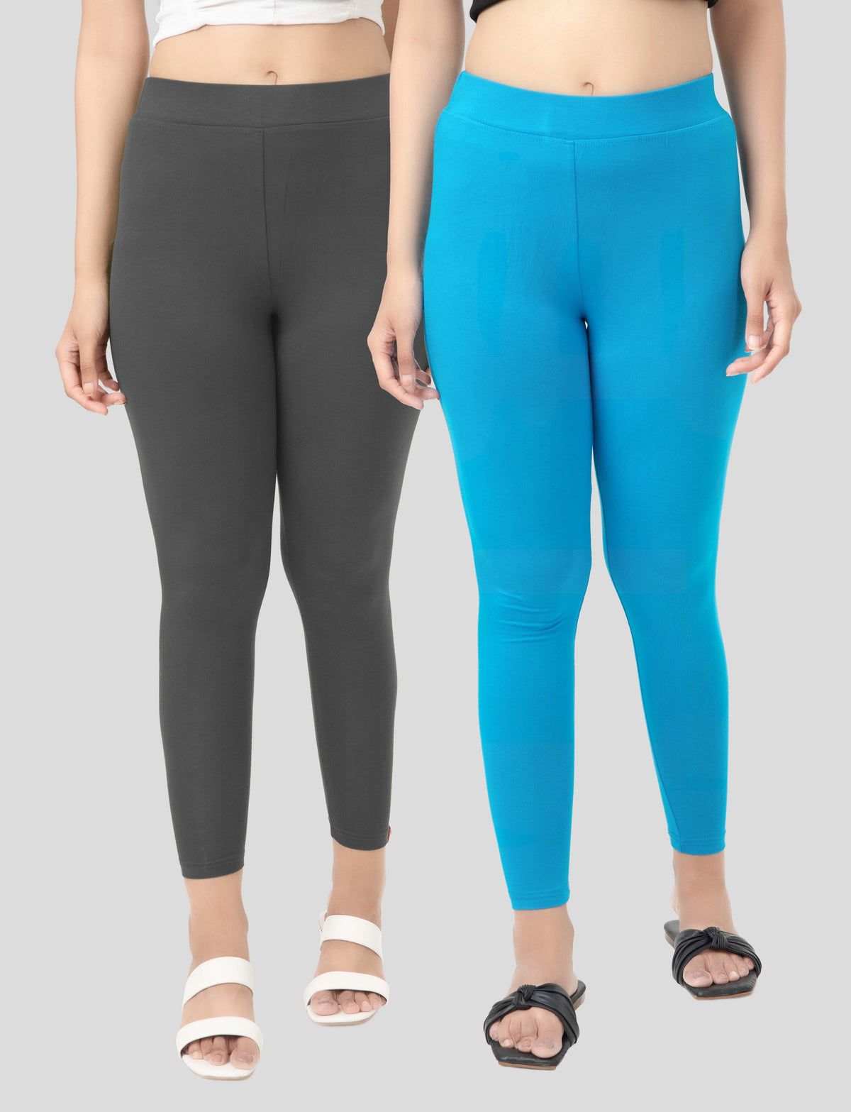 Ankle  Length Leggings | Pack of - 2 Pcs | EcoVero Tencel | Wrinkle-Free | Premium Ethnic Bottom Wear | 4-Way Stretch |  Anti-Chafing Ankle Length Tights for Girls & Women in Vibrant Colors