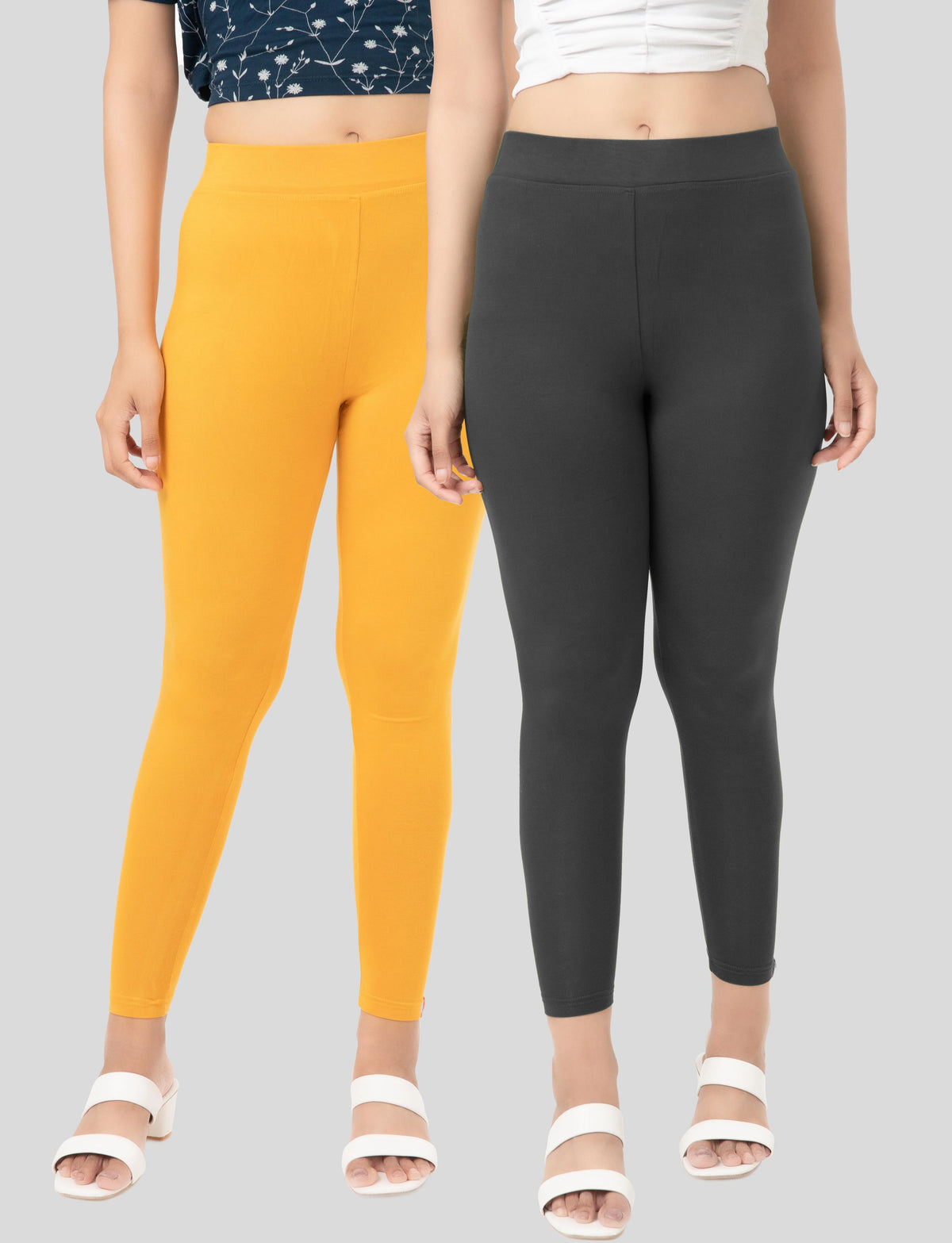 Ankle  Length Leggings | Pack of - 2 Pcs | EcoVero Tencel | Wrinkle-Free | Premium Ethnic Bottom Wear | 4-Way Stretch |  Anti-Chafing Ankle Length Tights for Girls & Women in Vibrant Colors