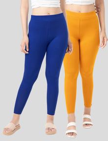 Ankle  Length Leggings | Pack of - 2 Pcs | EcoVero Tencel | Wrinkle-Free | Premium Ethnic Bottom Wear | 4-Way Stretch |  Anti-Chafing Ankle Length Tights for Girls & Women in Vibrant Colors