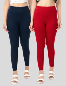 Ankle  Length Leggings | Pack of - 2 Pcs | EcoVero Tencel | Wrinkle-Free | Premium Ethnic Bottom Wear | 4-Way Stretch | Ankle Length Tights for Girls & Women in Vibrant Colors