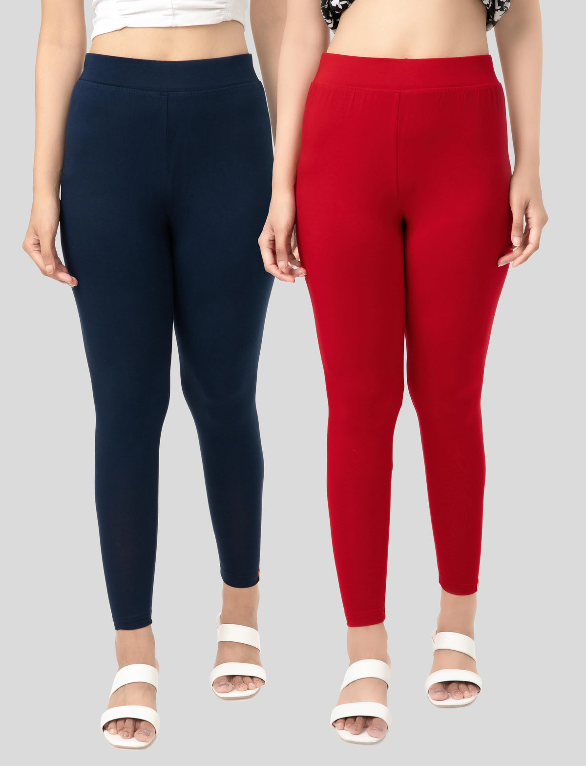 Ankle  Length Leggings | Pack of - 2 Pcs | EcoVero Tencel | Wrinkle-Free | Premium Ethnic Bottom Wear | 4-Way Stretch | Ankle Length Tights for Girls & Women in Vibrant Colors