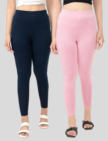 Ankle  Length Leggings | Pack of - 2 Pcs | EcoVero Tencel | Wrinkle-Free | Premium Ethnic Bottom Wear | 4-Way Stretch | Ankle Length Tights for Girls & Women in Vibrant Colors