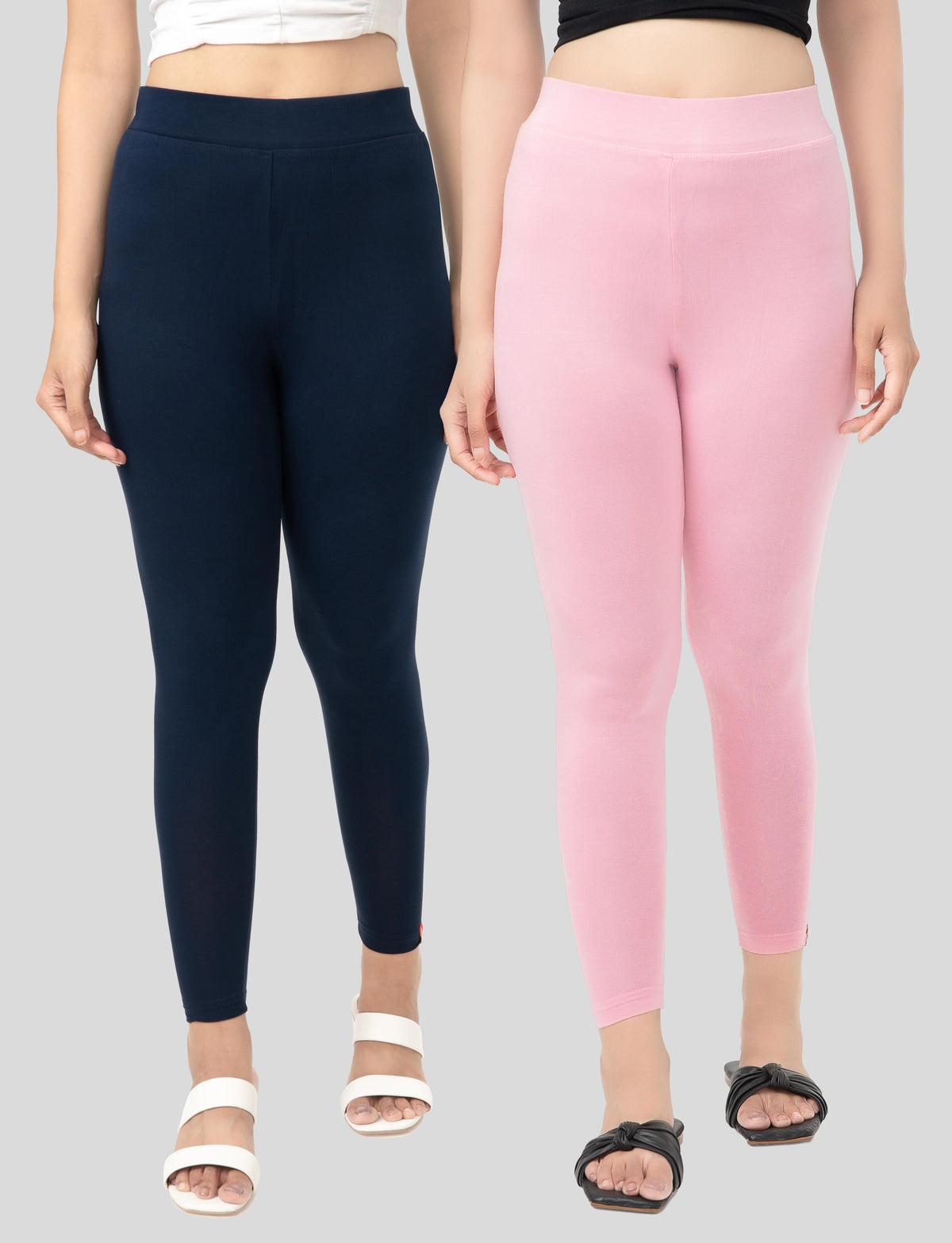 Ankle  Length Leggings | Pack of - 2 Pcs | EcoVero Tencel | Wrinkle-Free | Premium Ethnic Bottom Wear | 4-Way Stretch | Ankle Length Tights for Girls & Women in Vibrant Colors