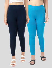 Ankle  Length Leggings | Pack of - 2 Pcs | EcoVero Tencel | Wrinkle-Free | Premium Ethnic Bottom Wear | 4-Way Stretch | Ankle Length Tights for Girls & Women in Vibrant Colors