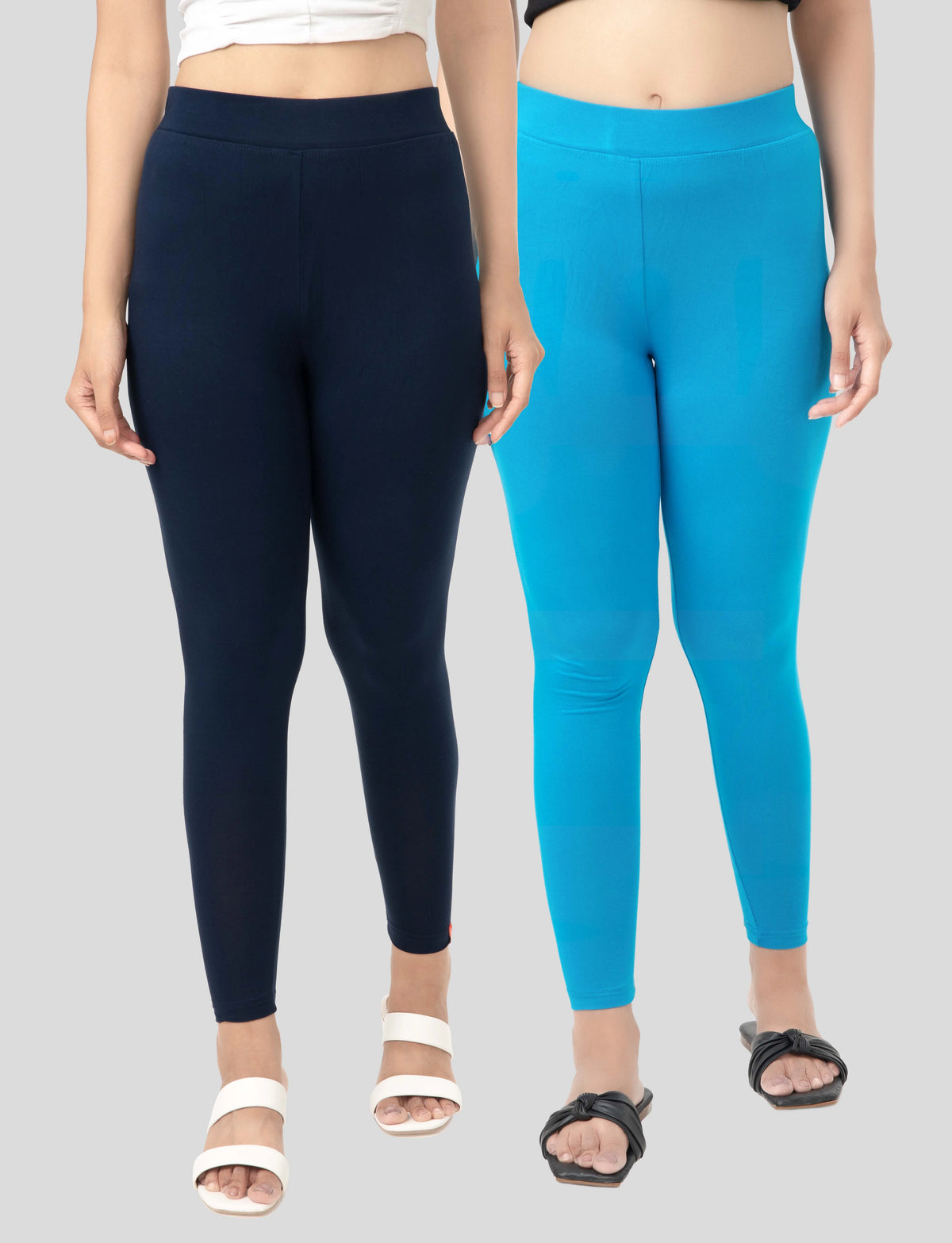 Ankle  Length Leggings | Pack of - 2 Pcs | EcoVero Tencel | Wrinkle-Free | Premium Ethnic Bottom Wear | 4-Way Stretch | Ankle Length Tights for Girls & Women in Vibrant Colors