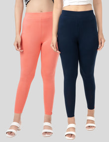 Ankle  Length Leggings | Pack of - 2 Pcs | EcoVero Tencel | Wrinkle-Free | Premium Ethnic Bottom Wear | 4-Way Stretch | Ankle Length Tights for Girls & Women in Vibrant Colors