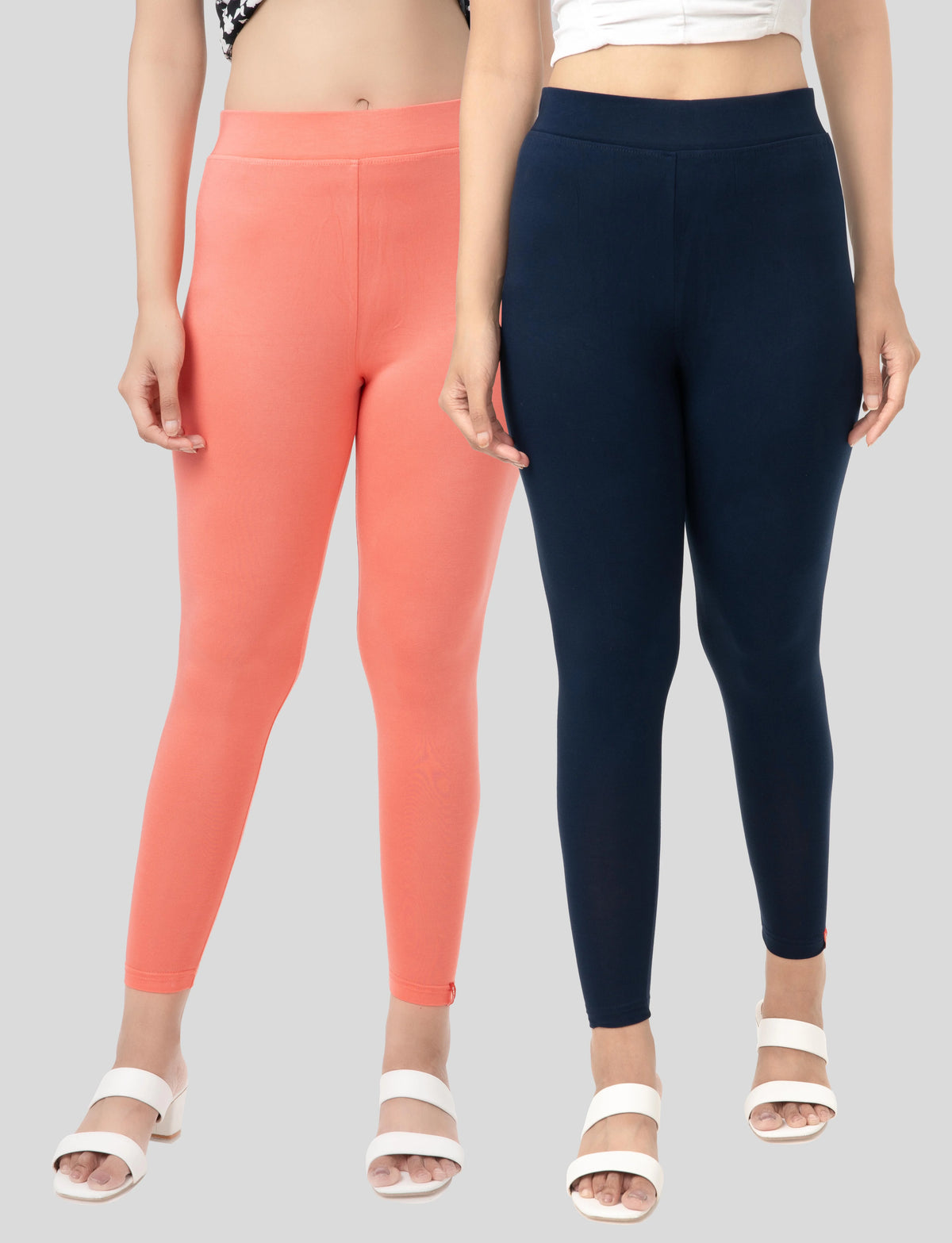 Ankle  Length Leggings | Pack of - 2 Pcs | EcoVero Tencel | Wrinkle-Free | Premium Ethnic Bottom Wear | 4-Way Stretch | Ankle Length Tights for Girls & Women in Vibrant Colors