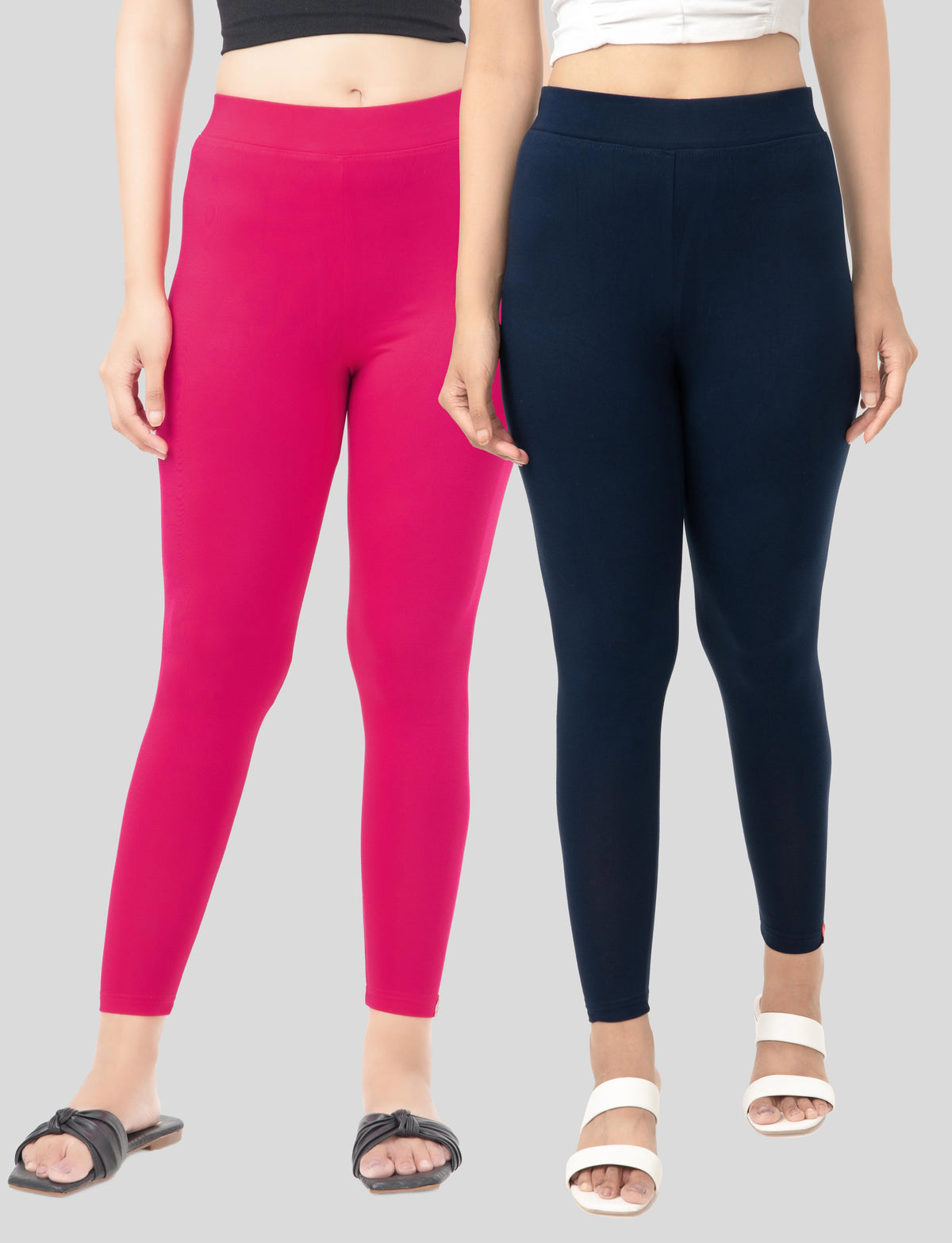 Ankle  Length Leggings | Pack of - 2 Pcs | EcoVero Tencel | Wrinkle-Free | Premium Ethnic Bottom Wear | 4-Way Stretch | Ankle Length Tights for Girls & Women in Vibrant Colors