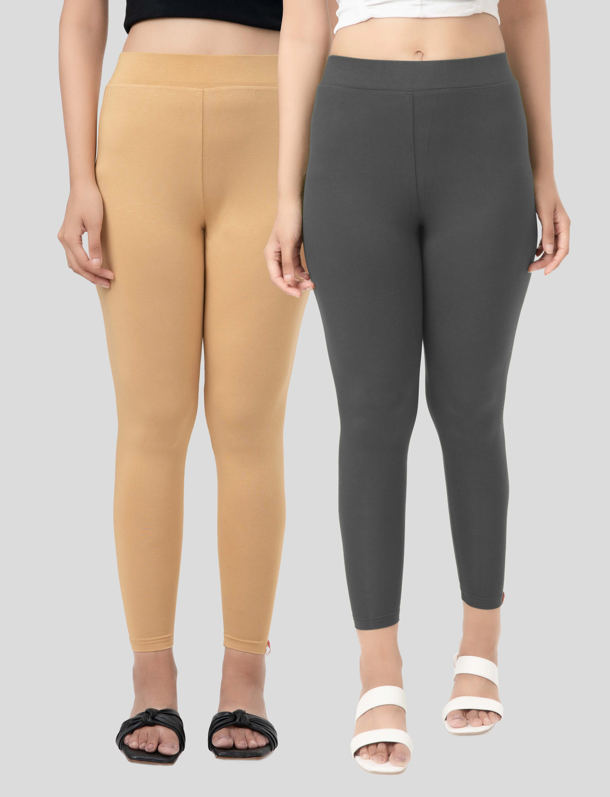 Ankle  Length Leggings | Pack of - 2 Pcs | EcoVero Tencel | Wrinkle-Free | Premium Ethnic Bottom Wear | 4-Way Stretch | Ankle Length Tights for Girls & Women in Vibrant Colors