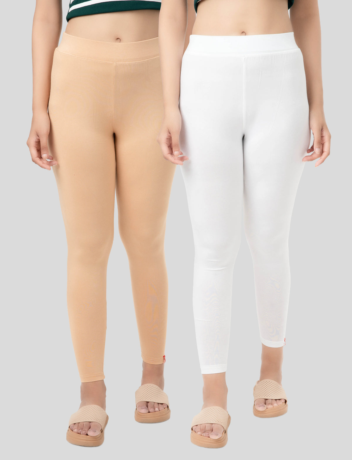 Ankle  Length Leggings | Pack of - 2 Pcs | EcoVero Tencel | Wrinkle-Free | Premium Ethnic Bottom Wear | 4-Way Stretch |  Anti-Chafing Ankle Length Tights for Girls & Women in Vibrant Colors