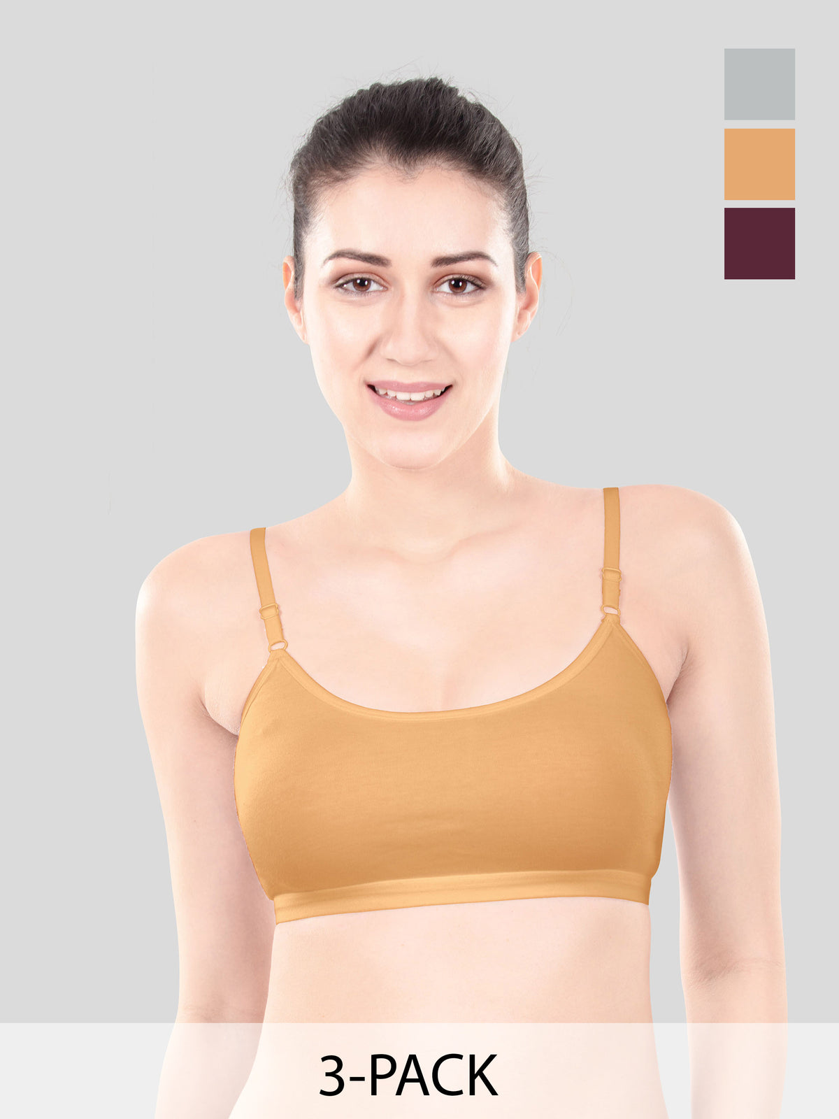 Cute Teen Sports Bra | Girls & Women Pack of 5 | Non-Padded Wirefree | Pure Cotton Stretch Daily Workout Bras with Adjustable Straps Super Combed Cotton Elastane Stretch Full & Elastic Band