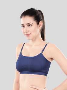 Cute Teen Sports Bra | Girls & Women Pack of 3 | Non-Padded Wirefree | Pure Cotton Stretch Daily Workout Bras with Adjustable Straps Super Combed Cotton Elastane Stretch Full & Elastic Band