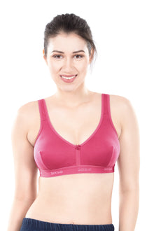 Mizi Sports Bra | Women's Cotton Sports Bra | Assorted Colors | Breathable Non-Padded | Stretchable Slip-On Bra for Daily Fitness, Running & All-Day Comfort | Full Coverage Sports Bra