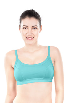 Hazel Dark Color Sports Bra | Non-Padded Wirefree Soft Stretch Cotton Bra | Bold Shades Activewear Bra with Bottom Band Support for Gym, Yoga & Workout