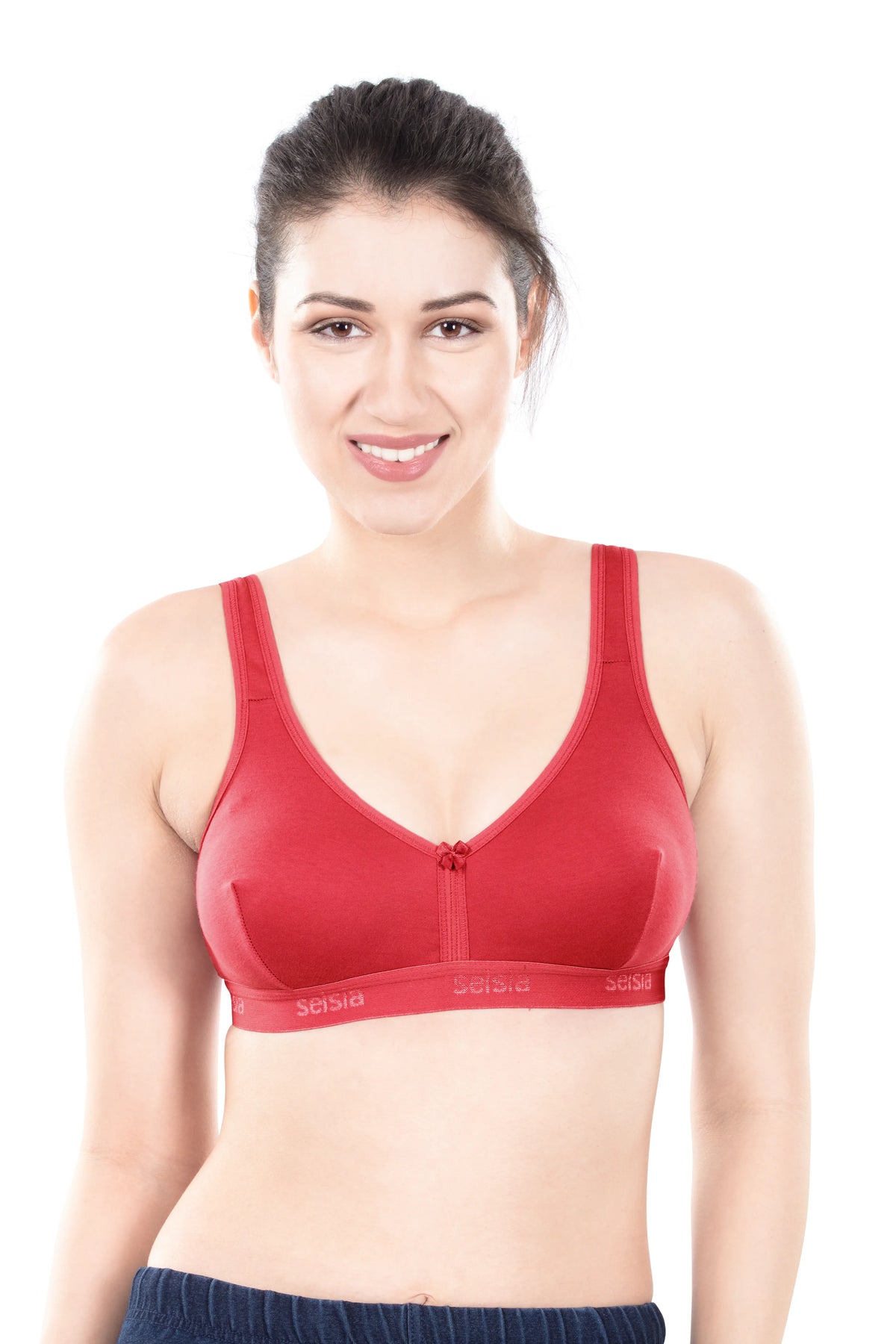 Mizi Sports Bra | Women's Cotton Sports Bra | Assorted Colors | Breathable Non-Padded | Stretchable Slip-On Bra for Daily Fitness, Running & All-Day Comfort | Full Coverage Sports Bra