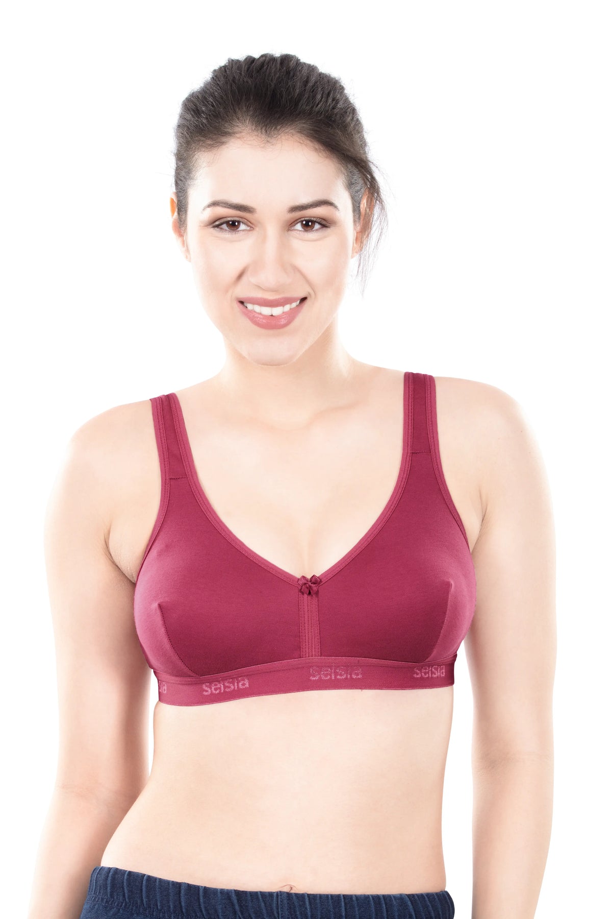 Mizi Sports Bra | Women's Cotton Sports Bra | Assorted Colors | Breathable Non-Padded | Stretchable Slip-On Bra for Daily Fitness, Running & All-Day Comfort | Full Coverage Sports Bra