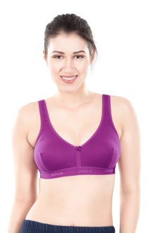 Mizi Sports Bra | Women's Cotton Sports Bra | Assorted Colors | Breathable Non-Padded | Stretchable Slip-On Bra for Daily Fitness, Running & All-Day Comfort | Full Coverage Sports Bra
