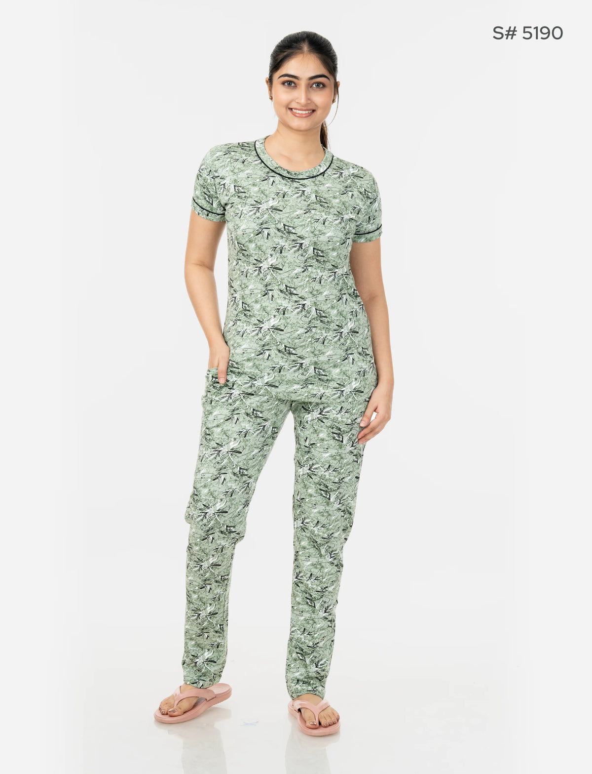 RFD -44  Pyjama Set | S# 5190 | 100% Cotton Top & Full Pant Combo | Printed Pyjama Set | Soft Elastic Waist Track Pant | Daily Loungewear & Sleepwear