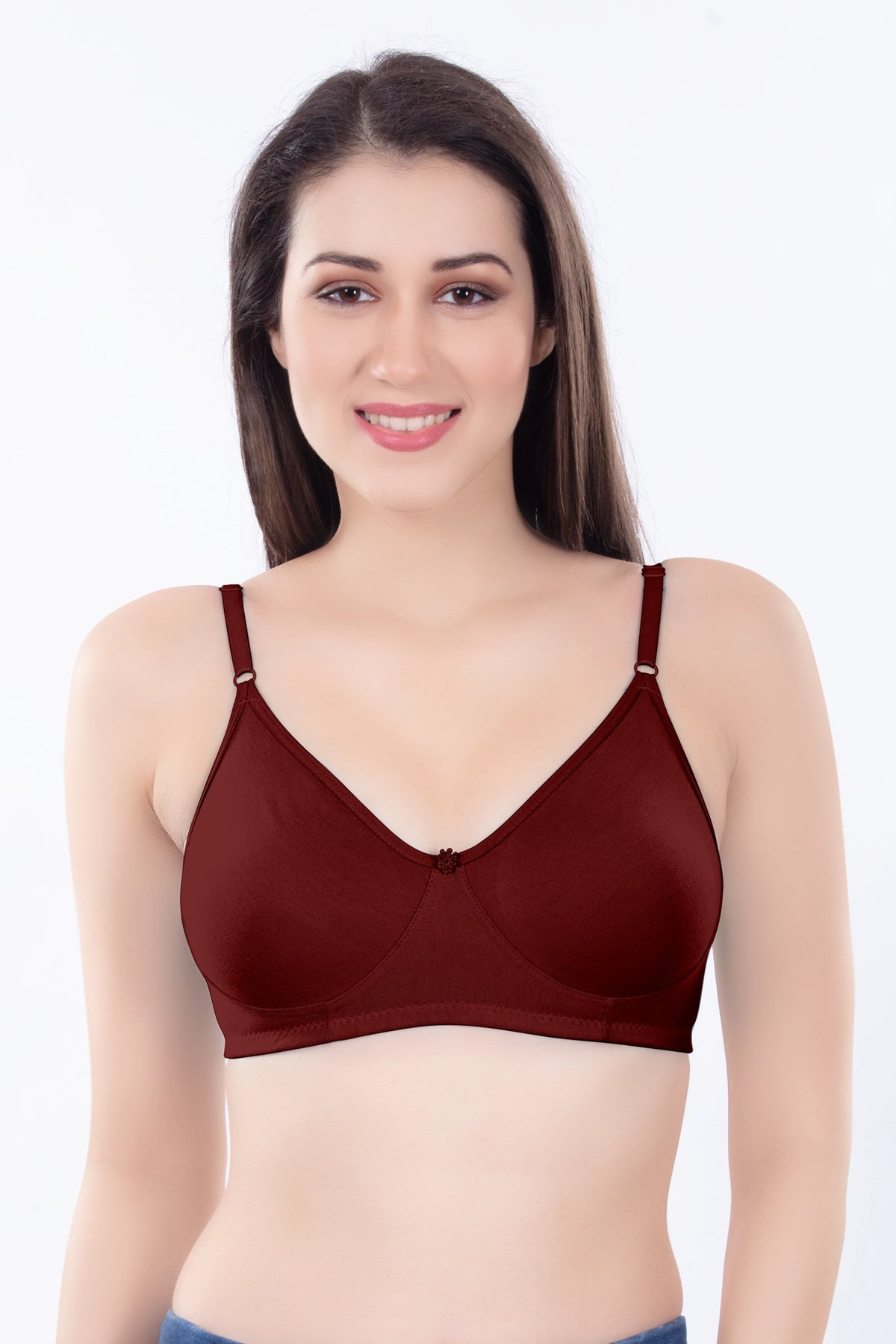 Helen Moulded Bra | for Women - Non-Padded Wirefree Seamless T-Shirt Bra with Soft Smooth Cups & Adjustable Straps for Invisible Everyday Comfort with No Show Seams Under Tight Tops, Kurtis & T-Shirts