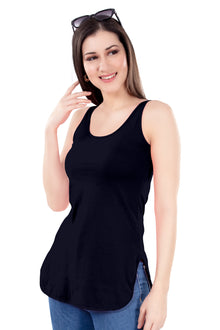 Alia Long Slips | Women's 100% Pure Cotton | Side Slit Easy Movement | Broad Shoulder Straps | Breathable Longline Camisole