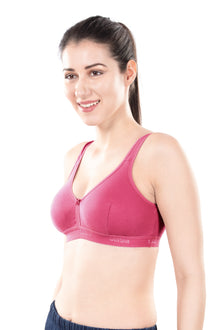 Mizi Sports Bra | Women's Cotton Sports Bra | Assorted Colors | Breathable Non-Padded | Stretchable Slip-On Bra for Daily Fitness, Running & All-Day Comfort | Full Coverage Sports Bra