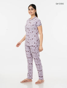 RFD -44  Pyjama Set | S# 5190 | 100% Cotton Top & Full Pant Combo | Printed Pyjama Set | Soft Elastic Waist Track Pant | Daily Loungewear & Sleepwear