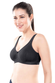 Mizi Sports Bra | Women's Cotton Sports Bra | Assorted Colors | Breathable Non-Padded | Stretchable Slip-On Bra for Daily Fitness, Running & All-Day Comfort | Full Coverage Sports Bra