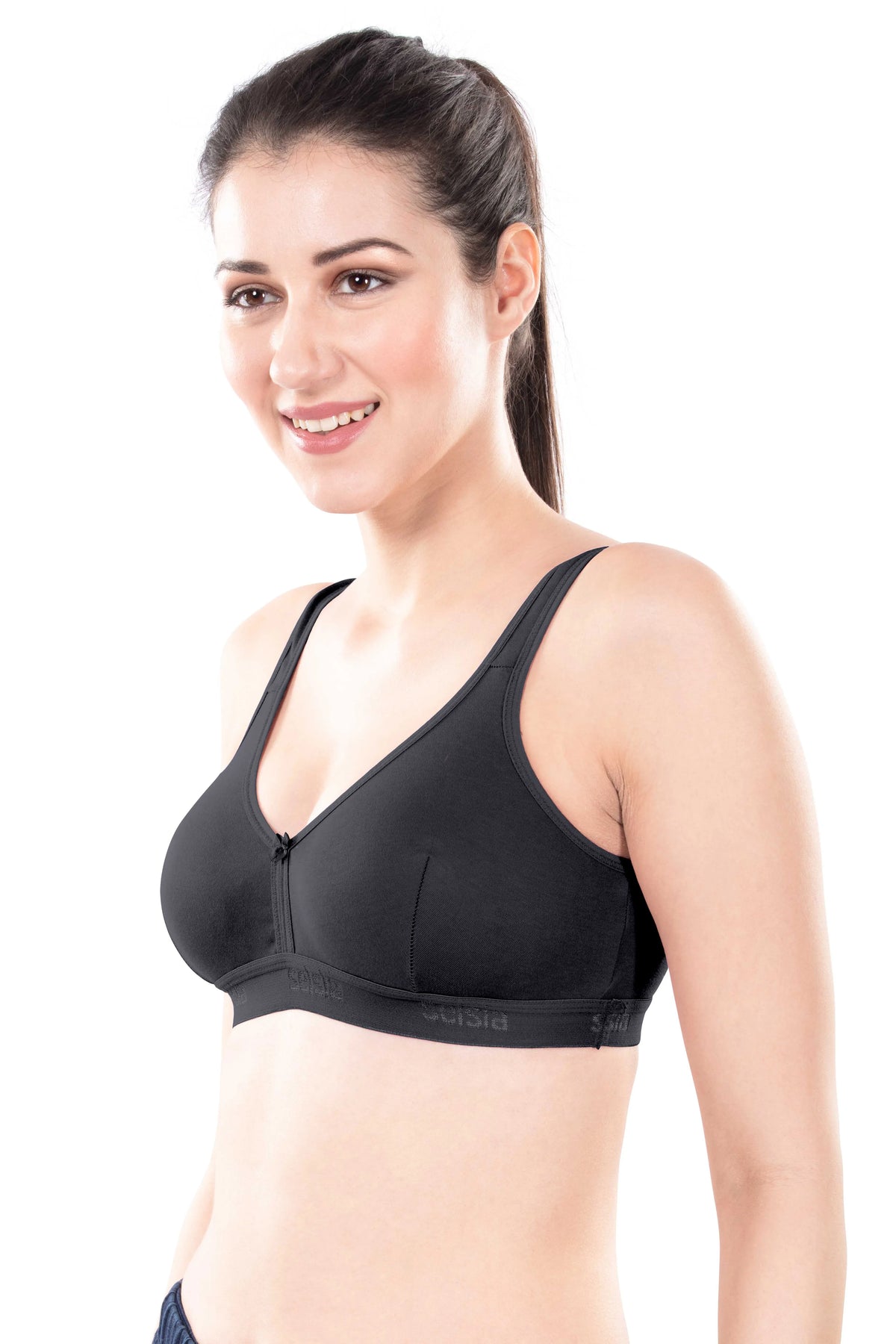 Mizi Sports Bra | Women's Cotton Sports Bra | Assorted Colors | Breathable Non-Padded | Stretchable Slip-On Bra for Daily Fitness, Running & All-Day Comfort | Full Coverage Sports Bra