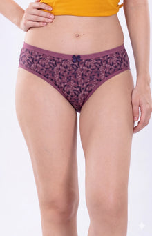 Nyla Discharge Print Hipster Panty | Cold Water washed Breathable Cotton Stretch Mid-Rise Everyday Underwear with Soft Waistband & Gentle Hip Coverage