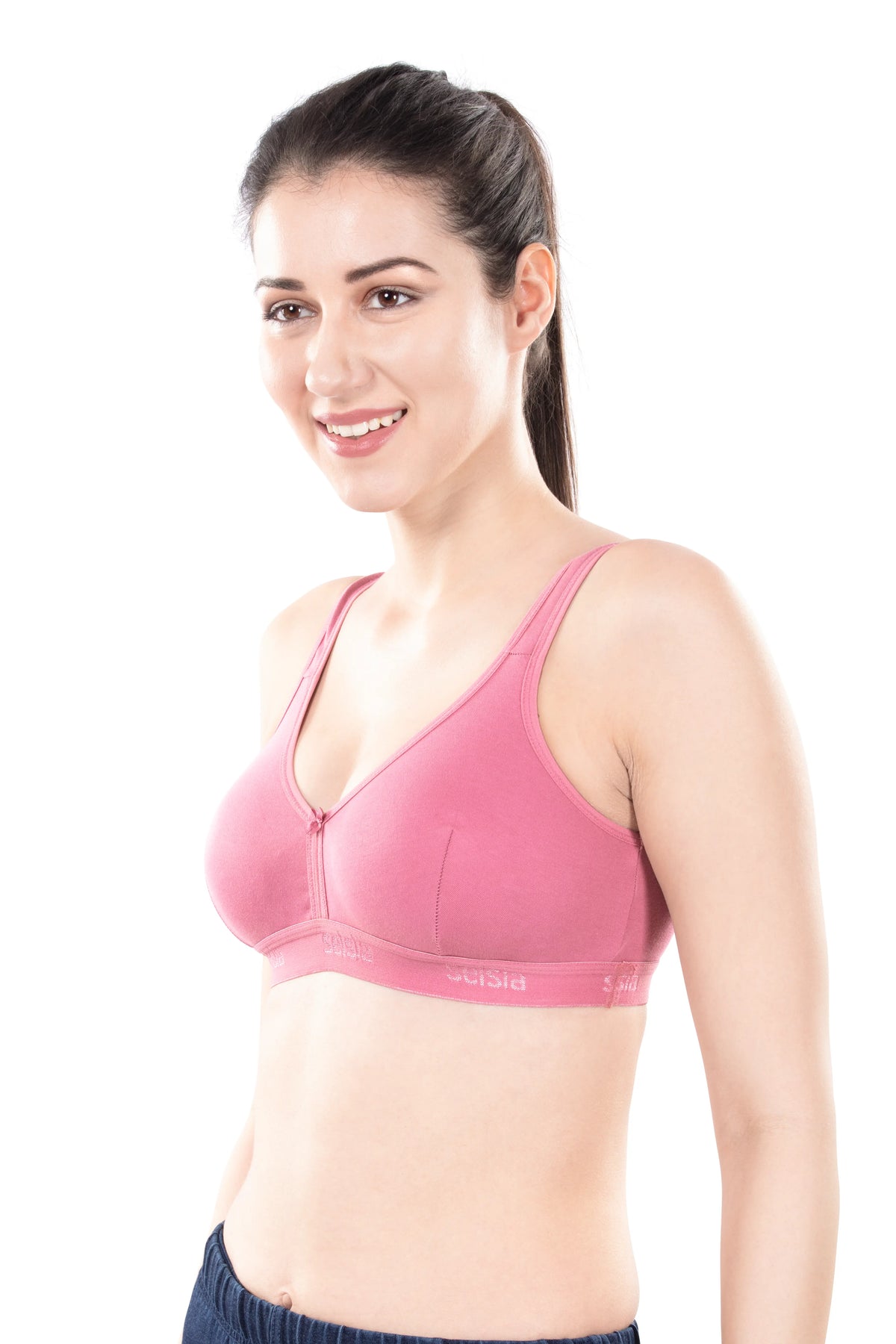 Mizi Sports Bra | Women's Cotton Sports Bra | Assorted Colors | Breathable Non-Padded | Stretchable Slip-On Bra for Daily Fitness, Running & All-Day Comfort | Full Coverage Sports Bra
