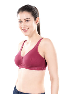 Mizi Sports Bra | Women's Cotton Sports Bra | Assorted Colors | Breathable Non-Padded | Stretchable Slip-On Bra for Daily Fitness, Running & All-Day Comfort | Full Coverage Sports Bra