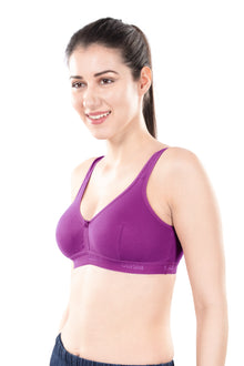 Mizi Sports Bra | Women's Cotton Sports Bra | Assorted Colors | Breathable Non-Padded | Stretchable Slip-On Bra for Daily Fitness, Running & All-Day Comfort | Full Coverage Sports Bra