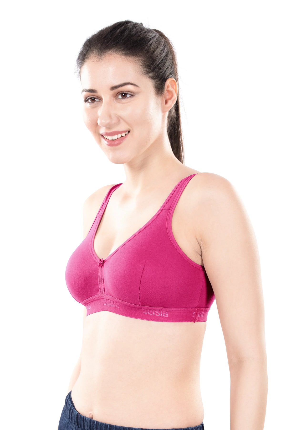 Mizi Sports Bra | Women's Cotton Sports Bra | Assorted Colors | Breathable Non-Padded | Stretchable Slip-On Bra for Daily Fitness, Running & All-Day Comfort | Full Coverage Sports Bra