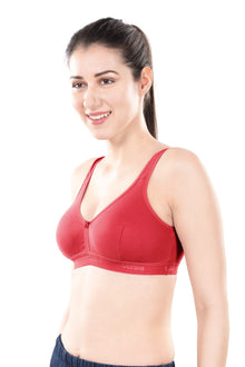 Mizi Sports Bra | Women's Cotton Sports Bra | Assorted Colors | Breathable Non-Padded | Stretchable Slip-On Bra for Daily Fitness, Running & All-Day Comfort | Full Coverage Sports Bra