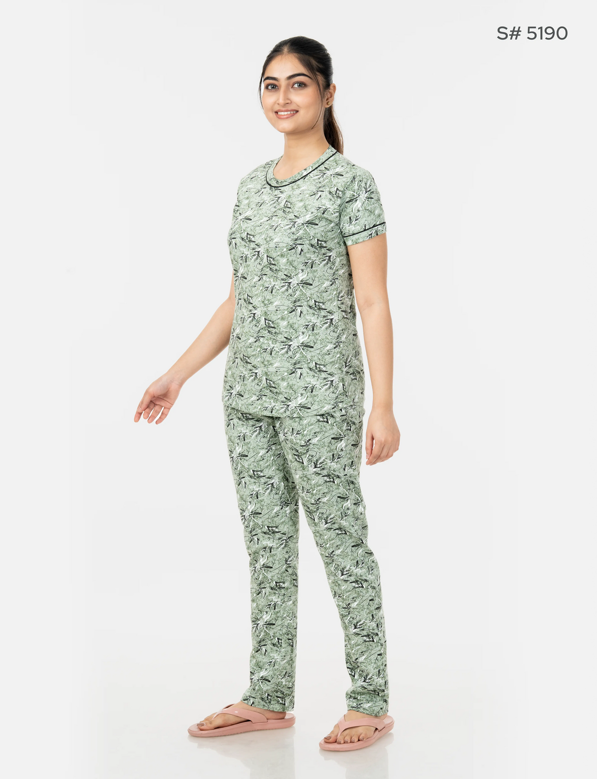 RFD -44  Pyjama Set | S# 5190 | 100% Cotton Top & Full Pant Combo | Printed Pyjama Set | Soft Elastic Waist Track Pant | Daily Loungewear & Sleepwear
