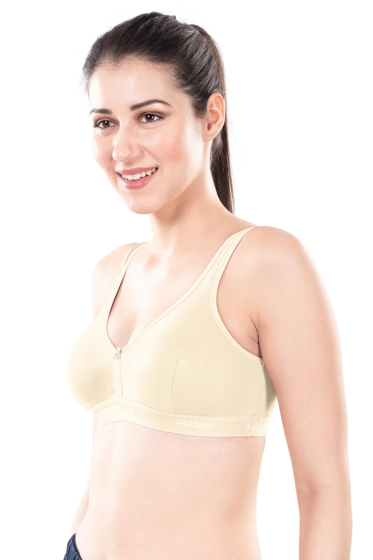 Mizi Sports Bra | Women's Cotton Sports Bra | Assorted Colors | Breathable Non-Padded | Stretchable Slip-On Bra for Daily Fitness, Running & All-Day Comfort | Full Coverage Sports Bra