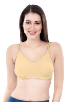 Stella Single Cup Bra | 100% Pure Cotton Wirefree Non-Padded Bra for Women | Soft Breathable Everyday Comfort Bra with Adjustable Straps