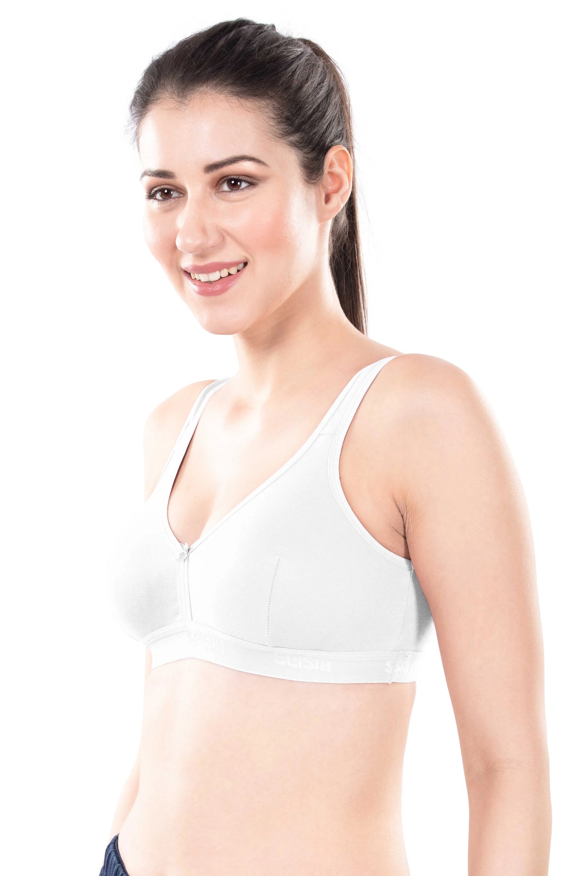 Mizi Sports Bra | Women's Cotton Sports Bra | Assorted Colors | Breathable Non-Padded | Stretchable Slip-On Bra for Daily Fitness, Running & All-Day Comfort | Full Coverage Sports Bra