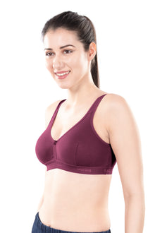 Mizi Sports Bra | Women's Cotton Sports Bra | Assorted Colors | Breathable Non-Padded | Stretchable Slip-On Bra for Daily Fitness, Running & All-Day Comfort | Full Coverage Sports Bra