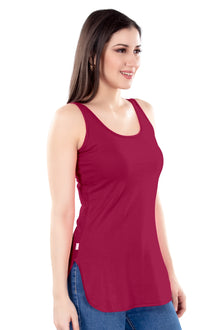 Alia Long Slips | Women's 100% Pure Cotton | Side Slit Easy Movement | Broad Shoulder Straps | Breathable Longline Camisole
